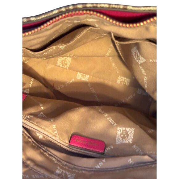 Anne Klein Logo Brown & Pink Tote Bag With Removable Wristlet - Picture 6 of 12